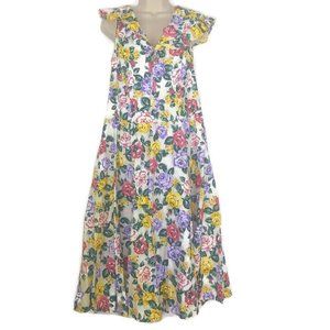 1970's Cottagecore Floral A Line Midi Dress